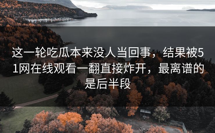 这一轮吃瓜本来没人当回事，结果被51网在线观看一翻直接炸开，最离谱的是后半段