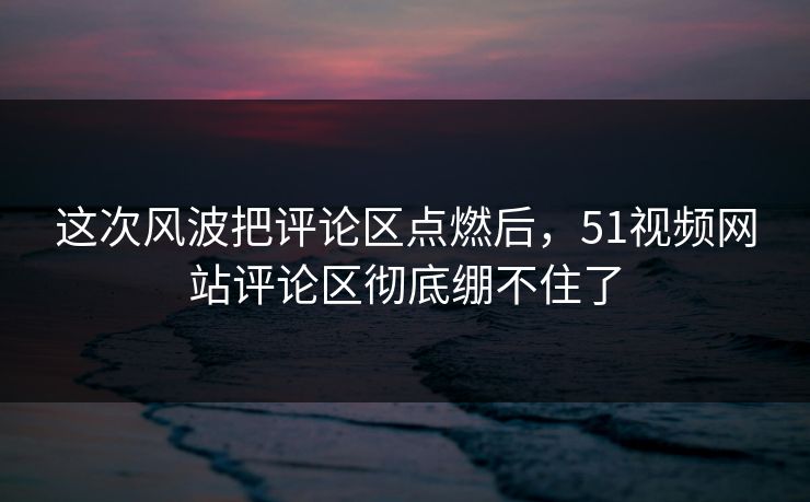 这次风波把评论区点燃后,51视频网站评论区彻底绷不住了 这次风波把评论区点燃后,51视频网站评论区彻底绷不住了