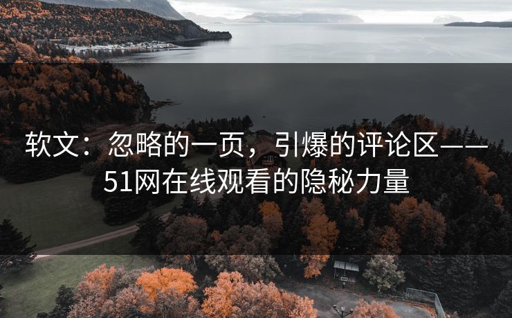 软文：忽略的一页，引爆的评论区——51网在线观看的隐秘力量