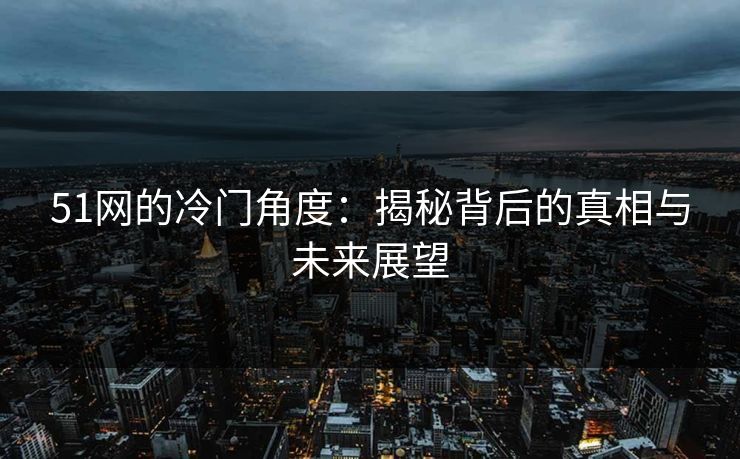 51网的冷门角度：揭秘背后的真相与未来展望