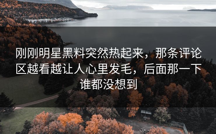 刚刚明星黑料突然热起来,那条评论区越看越让人心里发毛,后面那一下谁都没想到 刚刚明星黑料突然热起来,那条评论区越看越让人心里发毛,后面那一下谁都没想到